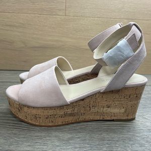 Marc Fisher Womens Rillia Suede Open Toe Casual Platform Pink Sandals - Size 8